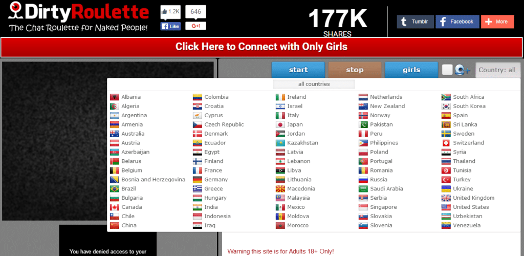 liste des pays de dirtyroulette