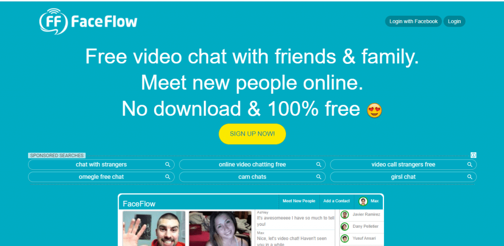 Homepage di Faceflow