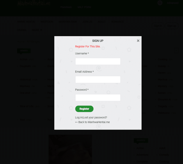 manhwahentai signup