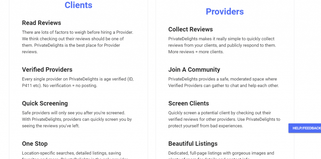 PrivateDelights client providers