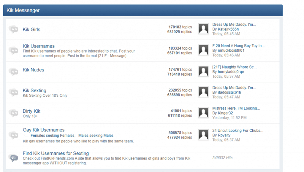 kik forum sexting