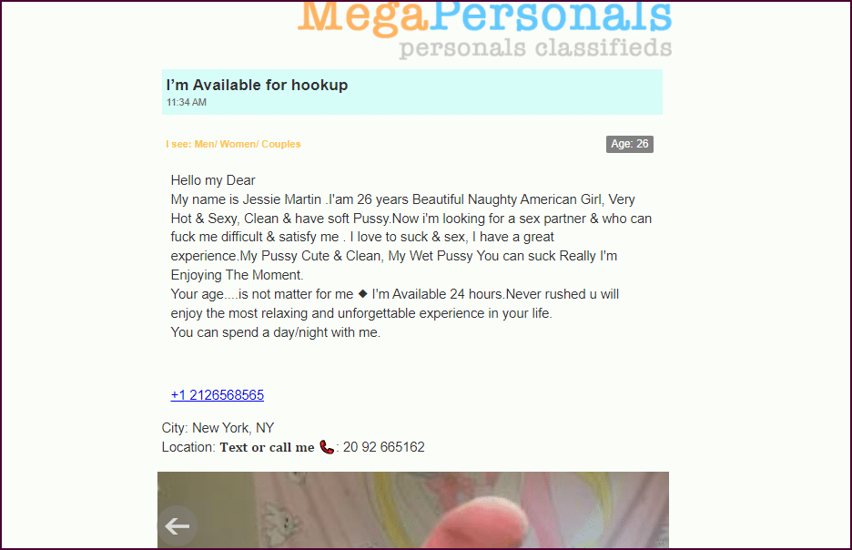 MegaPersonals New Yorkban