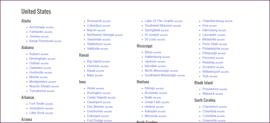 Rede MyEscort estados unidos