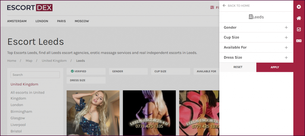 escortdex filters
