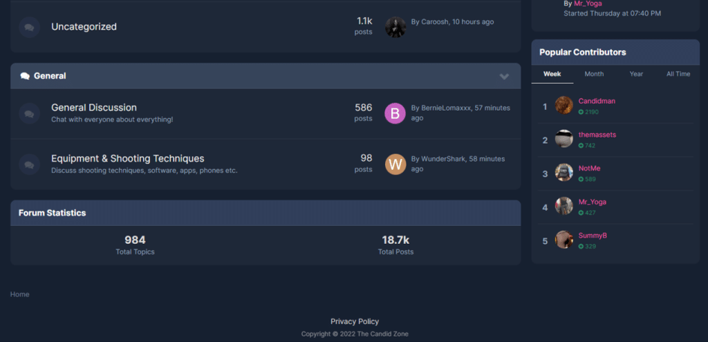 les statistiques de la zone candidate