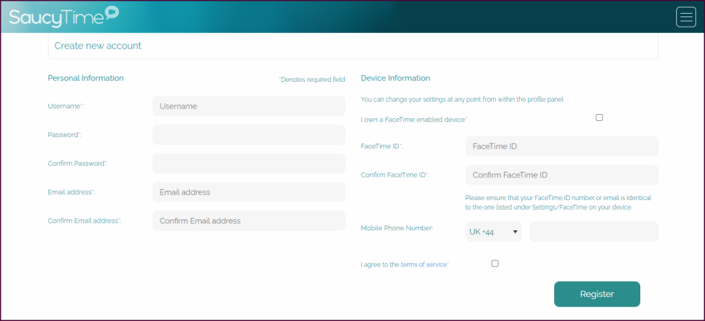 SaucyTime register