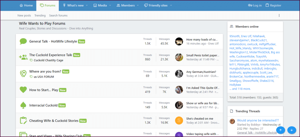 De belangrijkste forums van WifeWantsToPlay