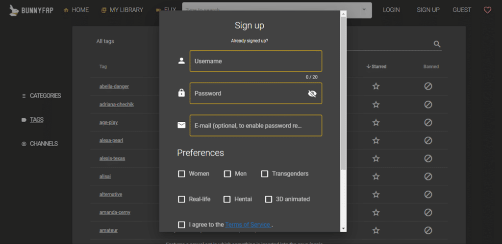 bunnyfap signup