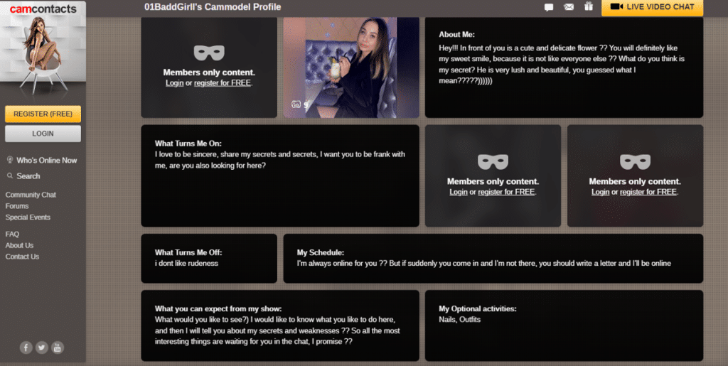 profil modelu camcontacts