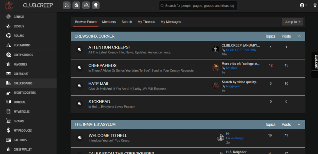 clubcreep fórumok