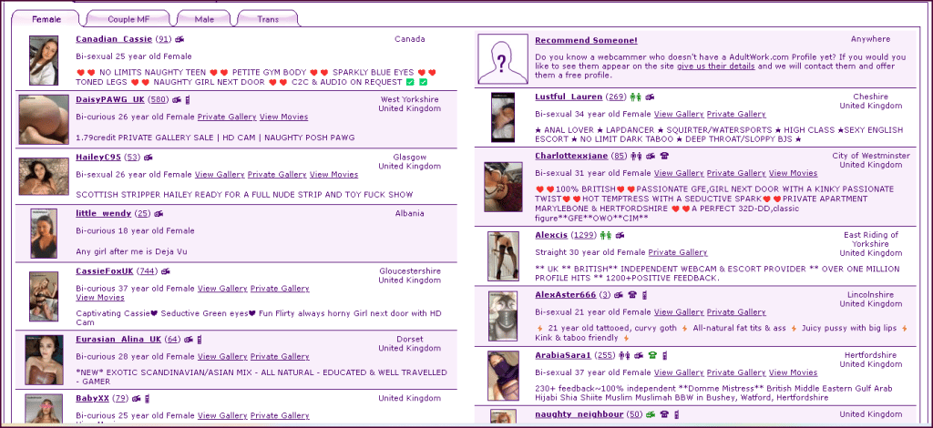 AdultWorkウェブカメラ