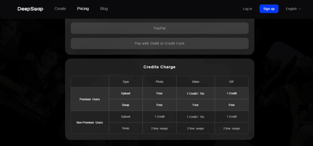 deepswap charge