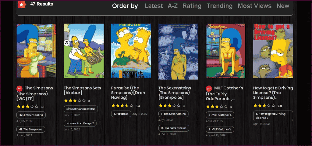 Tous les comiques porno simpson