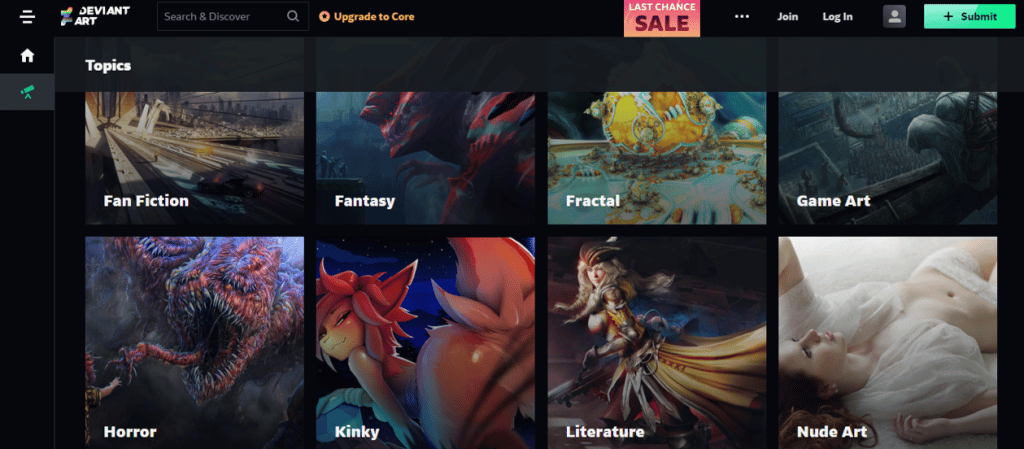 Deviant Art categories