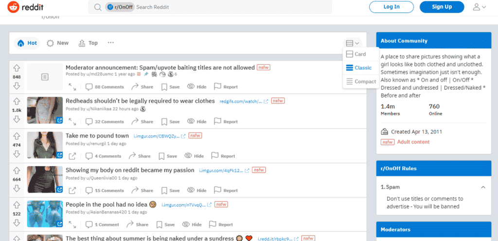 Reddit OnOff-Layout