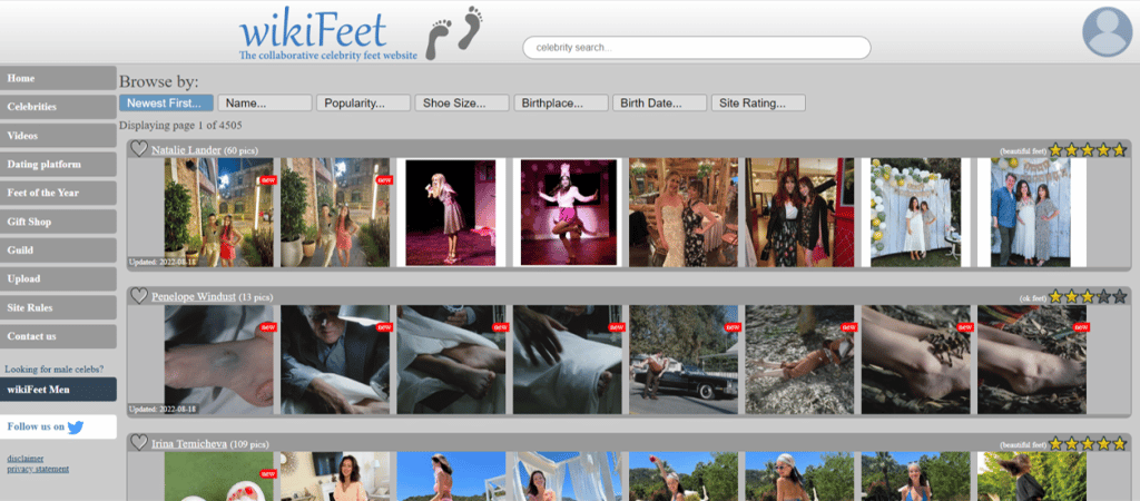 navegar por wikifeet