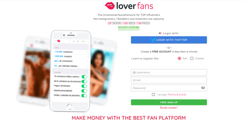 loverfans تسجيل الدخول