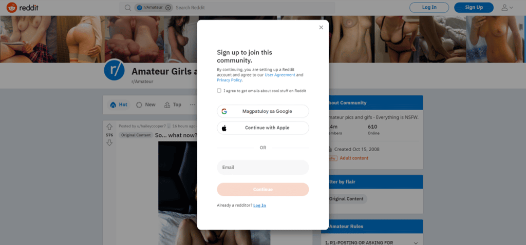 reddit amateur signup