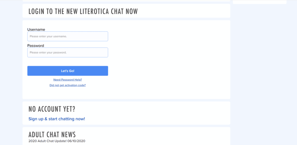 accesso alla chat di Literotica