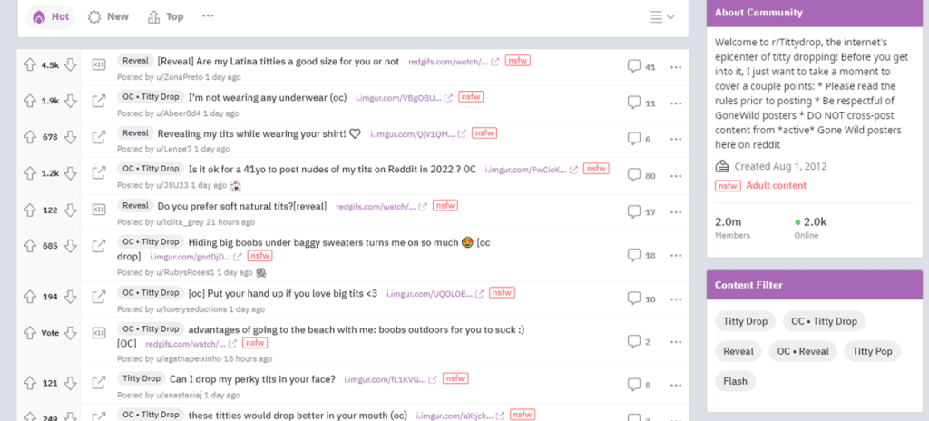 reddit tittydrop community
