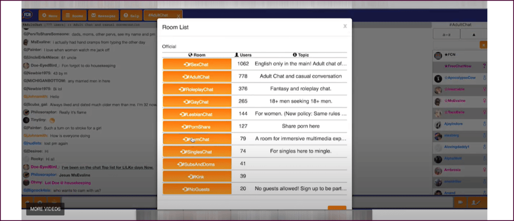 FreeChatNow rooms