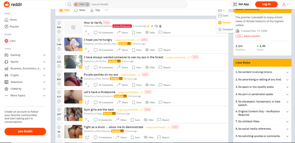 reddit ass klassische Ansicht