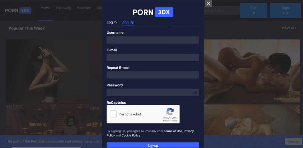 connexion à porn3dx