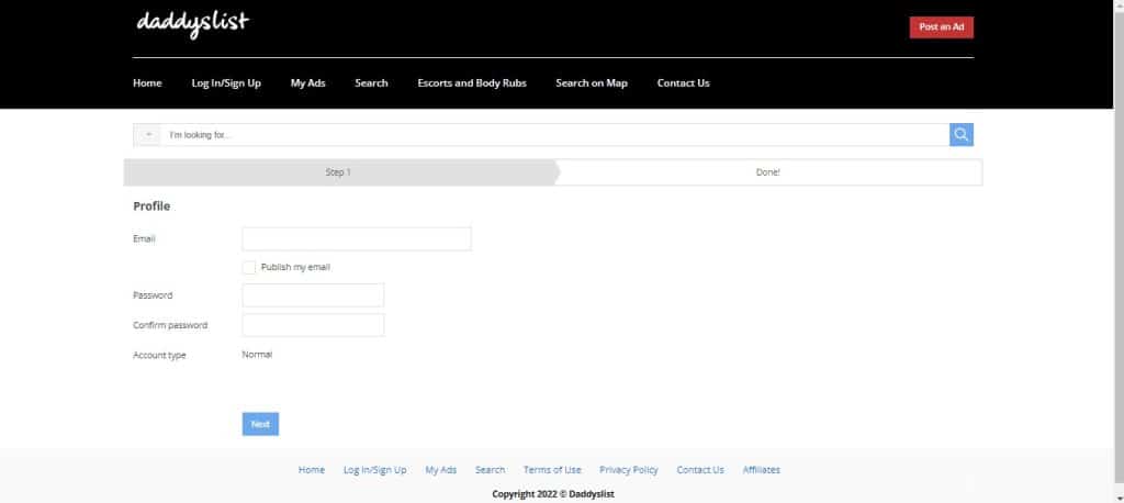 daddyslist signup