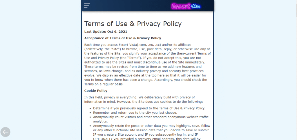 Escort Vista-privacy