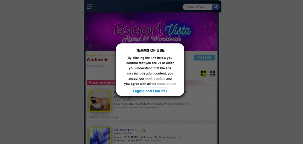 Termos do Escort Vista