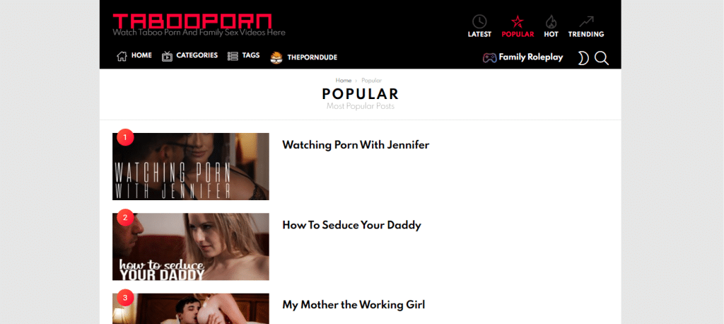 Populær tabubelagt porno