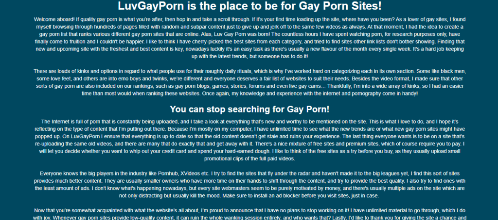 Description du porno gay Luv