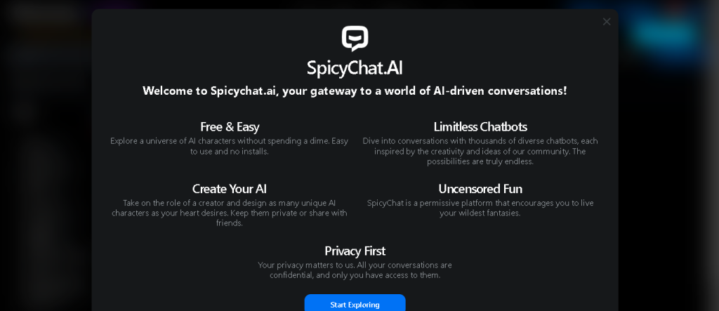 Главная страница Spicy Chat