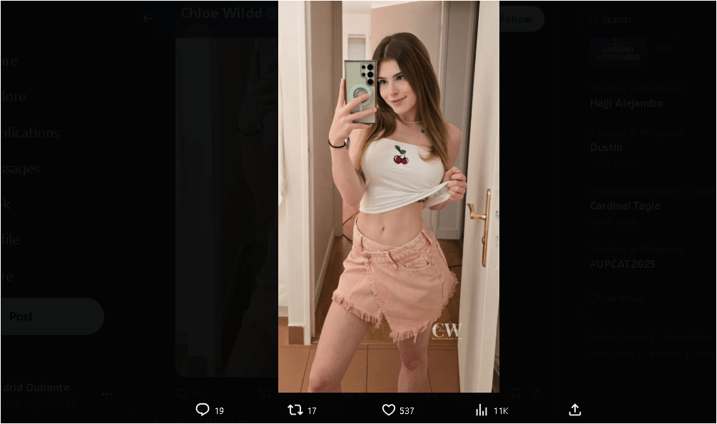 Chloe Wildd selfie